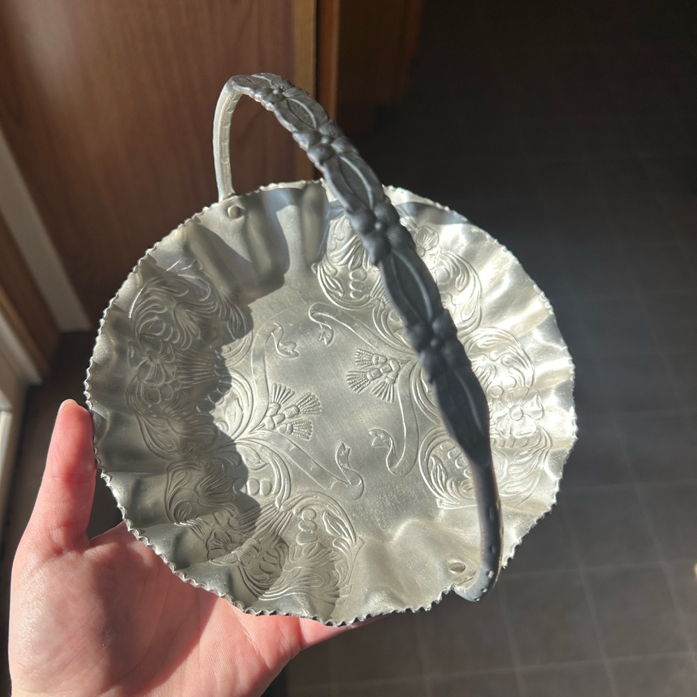 Silver Embossed Decorative Basket